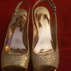 Nine West Silver Mini Platform Slingbacks